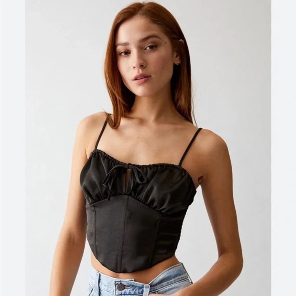 PacSun Kendall & Kylie Satin Corset Top in Black